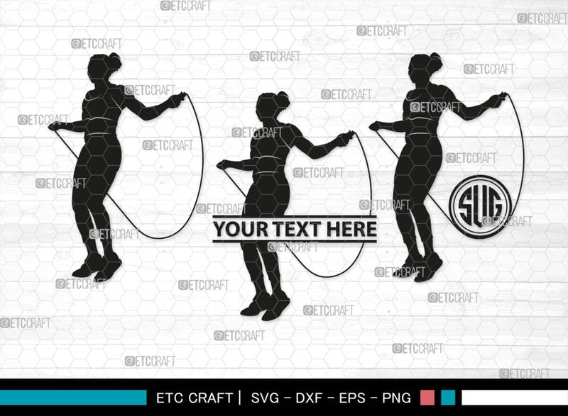 Jumping Rope Monogram, Jumping Rope Silhouette, Rope Svg, Skipping 