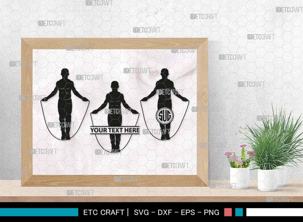 Jumping Rope Monogram, Jumping Rope Silhouette, Rope SVG, Skipping ...