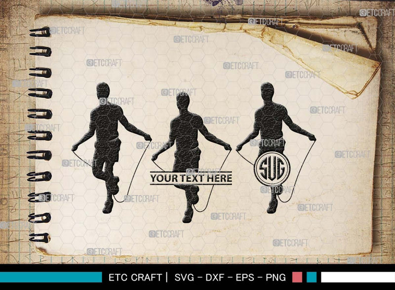 Jumping Rope Monogram, Jumping Rope Silhouette, Rope SVG, Skipping ...