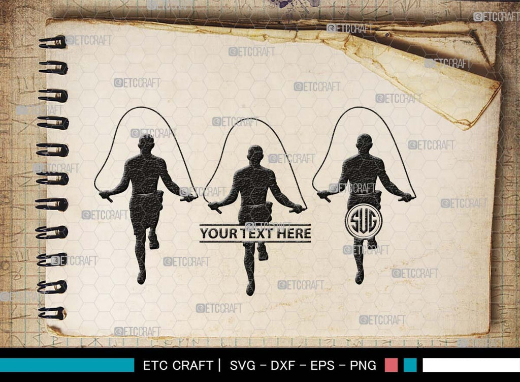 Jumping Rope Monogram, Jumping Rope Silhouette, Rope SVG, Skipping ...