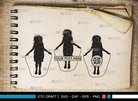 Jumping Rope Monogram, Jumping Rope Silhouette, Rope SVG, Skipping Player Svg, Jump Rope Svg, Rope Svg, Skipping Rope Svg, Girl skipping Svg, Rope Bundle, SB00577 SVG ETC Craft 