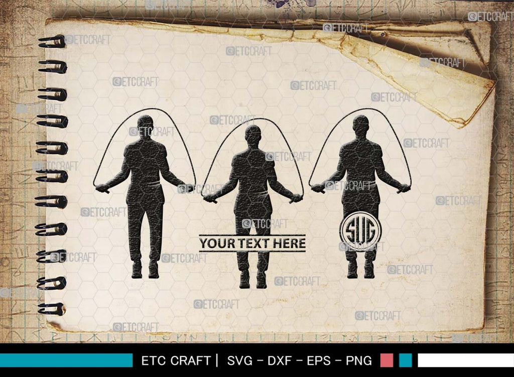 Jumping Rope Monogram, Jumping Rope Silhouette, Rope SVG, Skipping ...