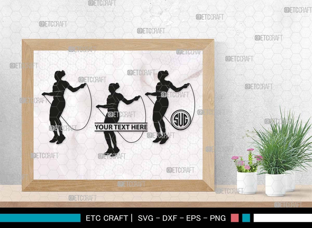 Jumping Rope Monogram, Jumping Rope Silhouette, Rope SVG, Skipping ...