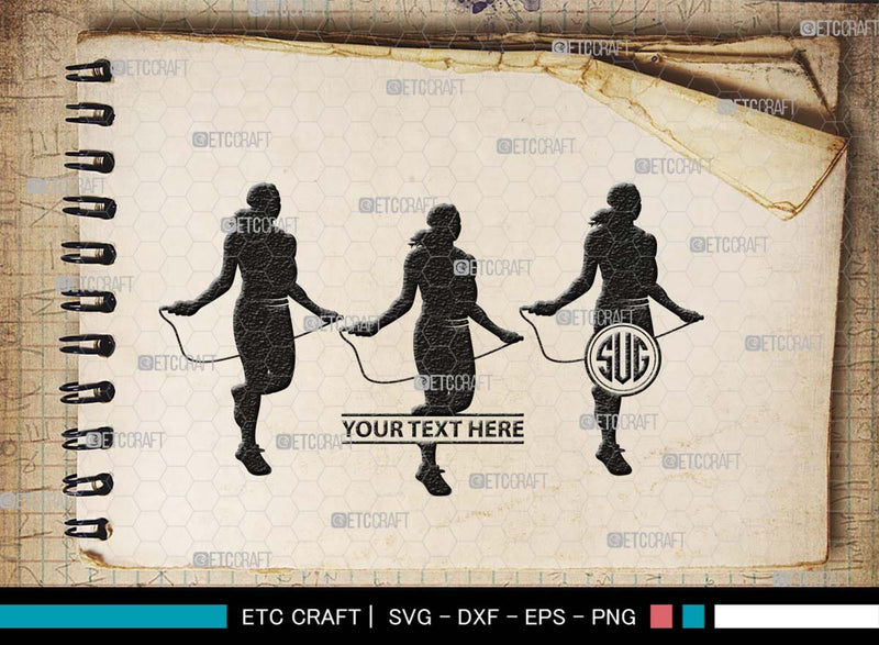 Jumping Rope Monogram, Jumping Rope Silhouette, Rope SVG, Skipping ...