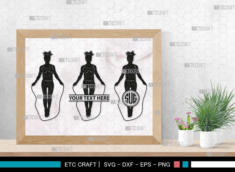 Jumping Rope Monogram, Jumping Rope Silhouette, Rope SVG, Skipping ...