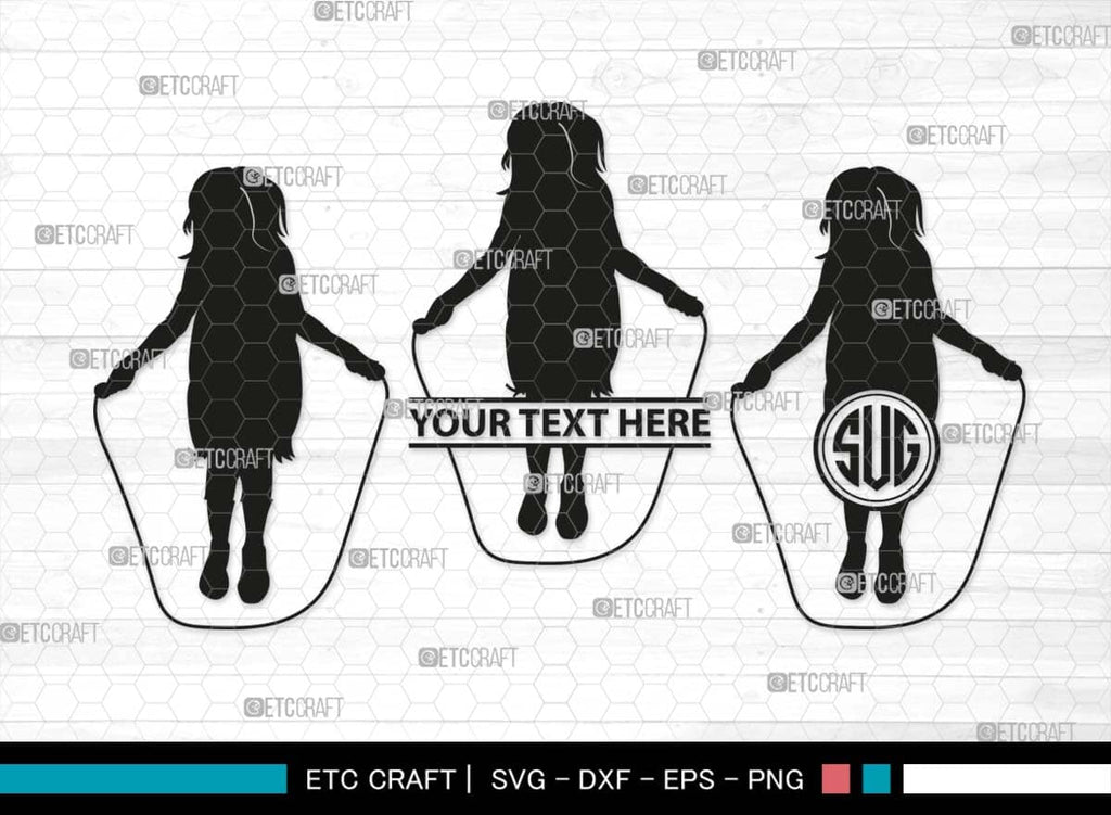 Jumping Rope Monogram, Jumping Rope Silhouette, Rope SVG, Skipping ...