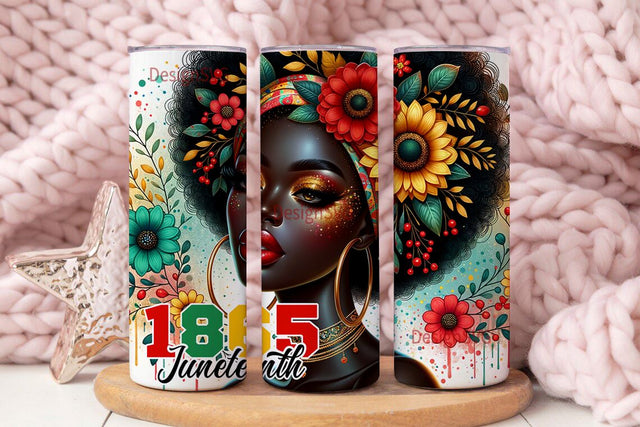 Juneteenth 1865 20oz Skinny Tumbler Png, Juneteenth 1865 Png, Black Power Png, Afro Png Downloads Sublimation DesignSVG 