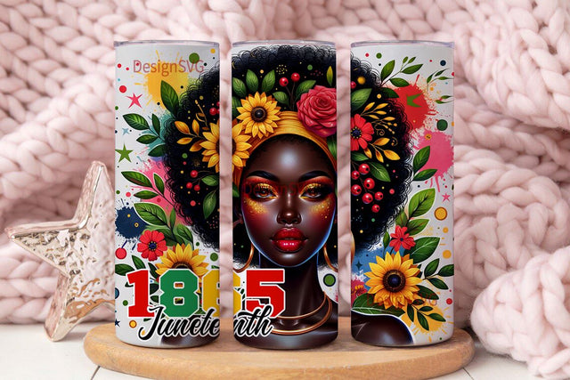 Juneteenth 1865 20oz Skinny Tumbler Png, Juneteenth 1865 Png, Black Power Png, Afro Png Downloads Sublimation DesignSVG 