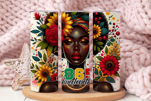 Juneteenth 1865 20oz Skinny Tumbler Png, Juneteenth 1865 Png, Black Power Png, Afro Png Downloads Sublimation DesignSVG 