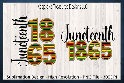 Juneteenth 1865, Faux Embroidery Alpha, Sublimation PNG, Juneteenth T-Shirt Design, Horizontal and Vertical Design Set, Digital Download Sublimation Keepsake Treasures Designs LLC. 