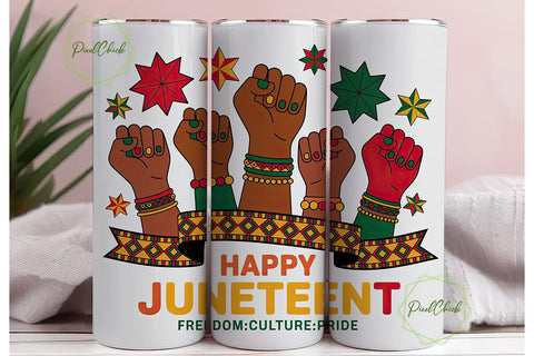 Juneteenth 20oz Tumbler Wrap Sublimation PixelChick 