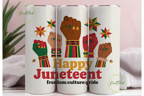 Juneteenth 20oz Tumbler Wrap Sublimation PixelChick 