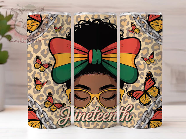 Juneteenth Afro Bun Freedom Tumbler Wrap, Afro Messy Bun, Freedom 1865, Melanin Pride, Empowerment Style, Bold Wrap, Sublimation Design Sublimation Lara' s Designs 