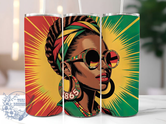 Juneteenth Afro Freedom Tumbler, Afro Woman Tumbler, 1865 Freedom 20oz Wrap, Sublimation Design, Stylish Gift Idea, Black Pride Wrap, Juneteenth Celebration Tumbler Sublimation ToriDesigns 