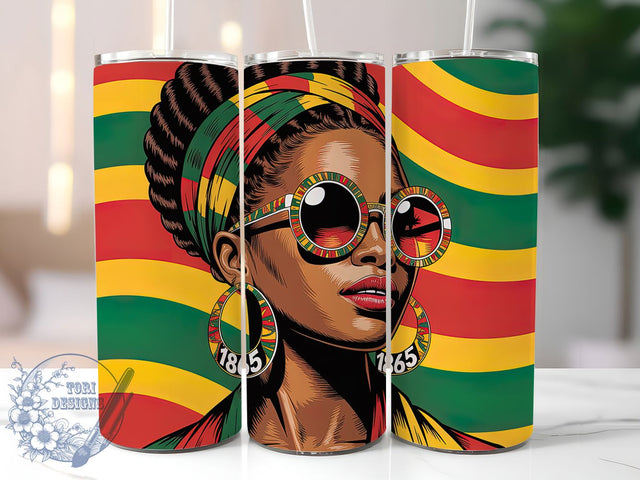 Juneteenth Afro Freedom Tumbler, Afro Woman Tumbler, 1865 Freedom 20oz Wrap, Sublimation Design, Stylish Gift Idea, Black Pride Wrap, Juneteenth Celebration Tumbler Sublimation ToriDesigns 