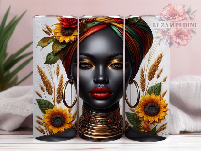 Juneteenth & Afro Hair Messy Bun Tumbler, Afro Hair Tumbler, Messy Bun Design, Black Woman Tumbler, 20oz Sublimation Wrap, African American Art, Printable Juneteenth Wrap Sublimation Li Zamperini 