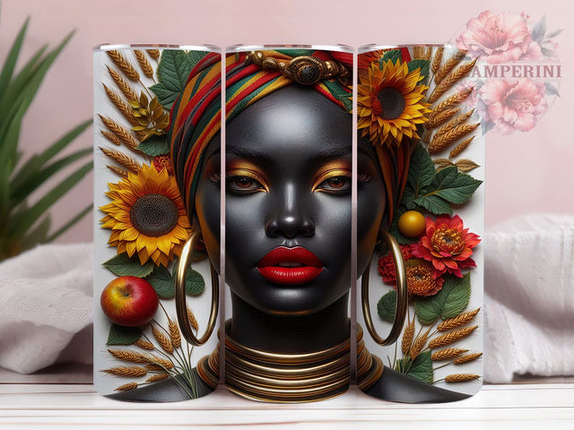 Juneteenth & Afro Hair Messy Bun Tumbler, Afro Hair Tumbler, Messy Bun Design, Black Woman Tumbler, 20oz Sublimation Wrap, African American Art, Printable Juneteenth Wrap Sublimation Li Zamperini 