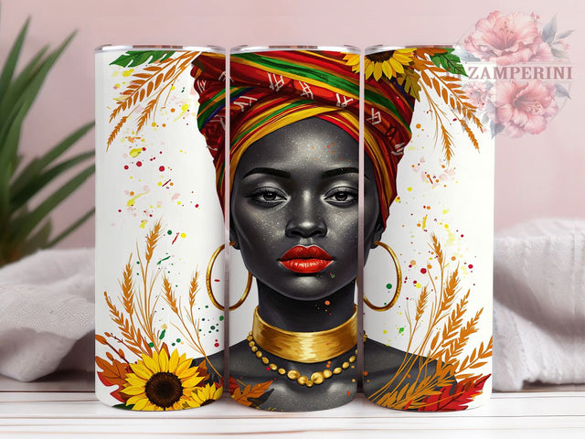Juneteenth & Afro Hair Messy Bun Tumbler, Afro Hair Tumbler, Messy Bun Design, Black Woman Tumbler, 20oz Sublimation Wrap, African American Art, Printable Juneteenth Wrap Sublimation Li Zamperini 