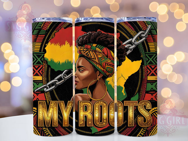 Juneteenth Afro Roots 20oz Tumbler Wrap, Afro Woman Design, My Roots, 20oz Tumbler Wrap, Black History, Melanin Queen, African Pride Sublimation SvggirlplusArt 