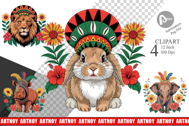 Juneteenth Animal Clipart Sublimation artnoy 