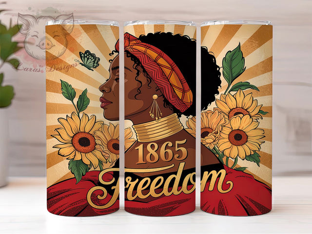 Juneteenth Black Woman Melanin Queen Tumbler Wrap, Black Woman Tumbler, African American Pride PNG, 20oz Freedom Wrap, Melanin Queen Design, Juneteenth Sublimation PNG Sublimation Lara' s Designs 