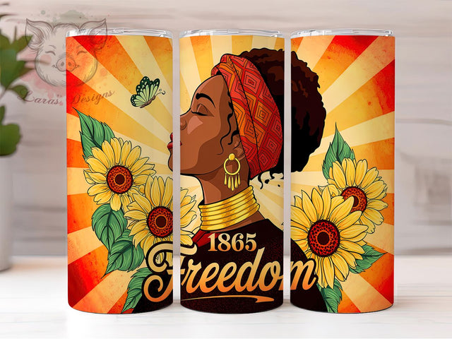 Juneteenth Black Woman Melanin Queen Tumbler Wrap, Black Woman Tumbler, African American Pride PNG, 20oz Freedom Wrap, Melanin Queen Design, Juneteenth Sublimation PNG Sublimation Lara' s Designs 