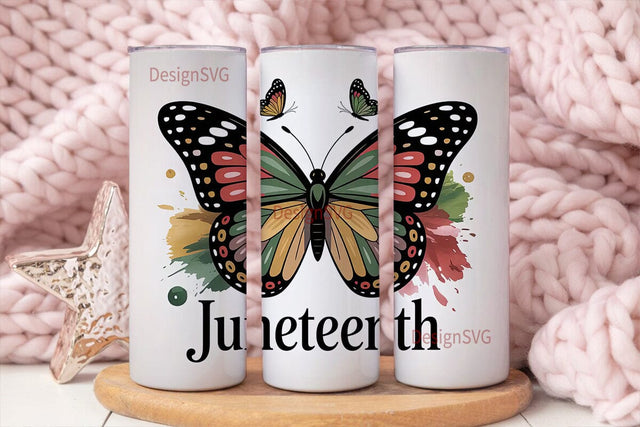 Juneteenth Butterfly 20oz Tumbler Wrap Sublimation DesignSVG 