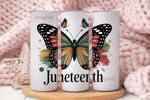 Juneteenth Butterfly 20oz Tumbler Wrap Sublimation DesignSVG 