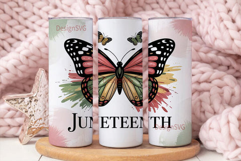 Juneteenth Butterfly 20oz Tumbler Wrap Sublimation DesignSVG 
