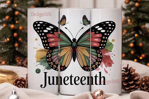 Juneteenth Butterfly 20oz Tumbler Wrap Sublimation DesignSVG 
