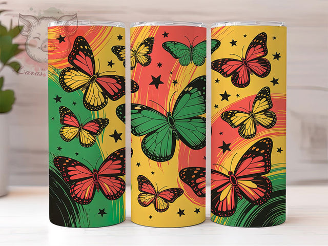 Juneteenth Butterfly Freedom Tumbler, Freedom Wrap Design, African Heritage Cup, 20oz Sublimation Wrap, Butterfly Pride Tumbler, Cultural Celebration Cup, Afrocentric Empowerment Wrap Sublimation Lara' s Designs 