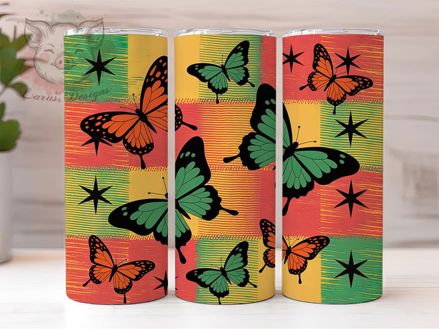 Juneteenth Butterfly Freedom Tumbler, Freedom Wrap Design, African Heritage Cup, 20oz Sublimation Wrap, Butterfly Pride Tumbler, Cultural Celebration Cup, Afrocentric Empowerment Wrap Sublimation Lara' s Designs 