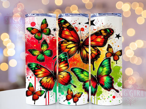 Juneteenth Butterfly Summer 20oz Tumbler, Butterfly Design, Sublimation Wrap, 20oz Tumbler, African American Gift, Summer Drinkware, Custom Tumblers Sublimation SvggirlplusArt 