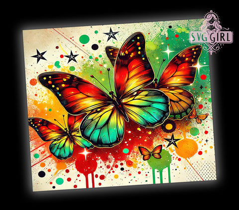 Juneteenth Butterfly Summer 20oz Tumbler, Butterfly Design, Sublimation Wrap, 20oz Tumbler, African American Gift, Summer Drinkware, Custom Tumblers Sublimation SvggirlplusArt 