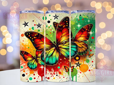 Juneteenth Butterfly Summer 20oz Tumbler, Butterfly Design, Sublimation Wrap, 20oz Tumbler, African American Gift, Summer Drinkware, Custom Tumblers Sublimation SvggirlplusArt 