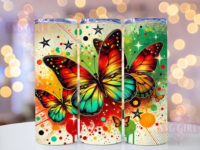 Juneteenth Butterfly Summer 20oz Tumbler, Butterfly Design, Sublimation Wrap, 20oz Tumbler, African American Gift, Summer Drinkware, Custom Tumblers Sublimation SvggirlplusArt 