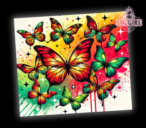 Juneteenth Butterfly Summer 20oz Tumbler, Butterfly Design, Sublimation Wrap, 20oz Tumbler, African American Gift, Summer Drinkware, Custom Tumblers Sublimation SvggirlplusArt 