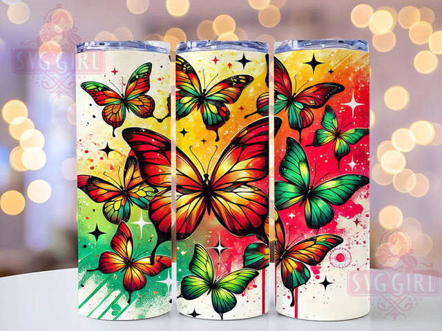 Juneteenth Butterfly Summer 20oz Tumbler, Butterfly Design, Sublimation Wrap, 20oz Tumbler, African American Gift, Summer Drinkware, Custom Tumblers Sublimation SvggirlplusArt 