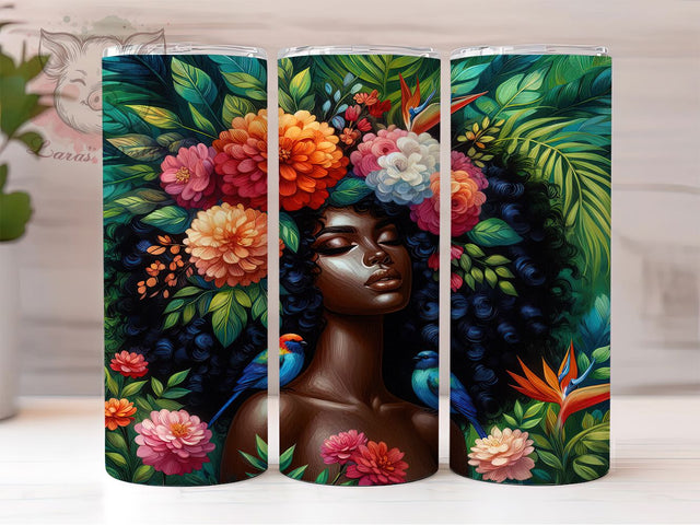 Juneteenth Floral Freedom Woman Tumbler, African American Woman PNG, Floral Freedom Design, 20oz Juneteenth Wrap, Black History Sublimation, Empowered Woman Tumbler, Freedom Day Art Sublimation Lara' s Designs 
