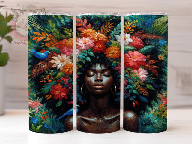 Juneteenth Floral Freedom Woman Tumbler, African American Woman PNG, Floral Freedom Design, 20oz Juneteenth Wrap, Black History Sublimation, Empowered Woman Tumbler, Freedom Day Art Sublimation Lara' s Designs 