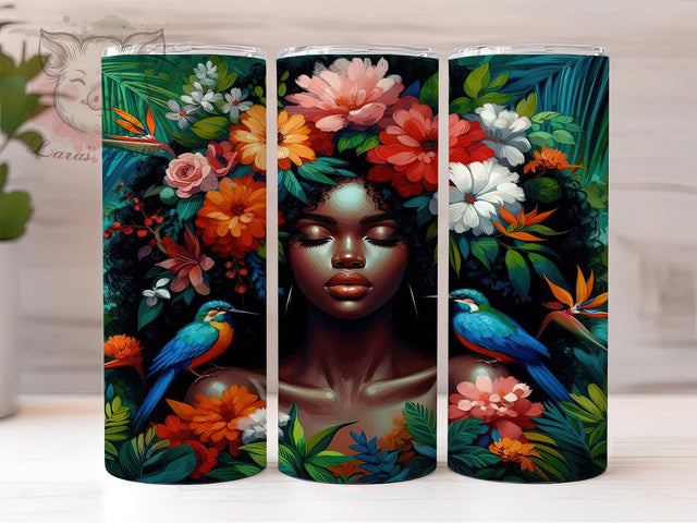 Juneteenth Floral Freedom Woman Tumbler, African American Woman PNG, Floral Freedom Design, 20oz Juneteenth Wrap, Black History Sublimation, Empowered Woman Tumbler, Freedom Day Art Sublimation Lara' s Designs 