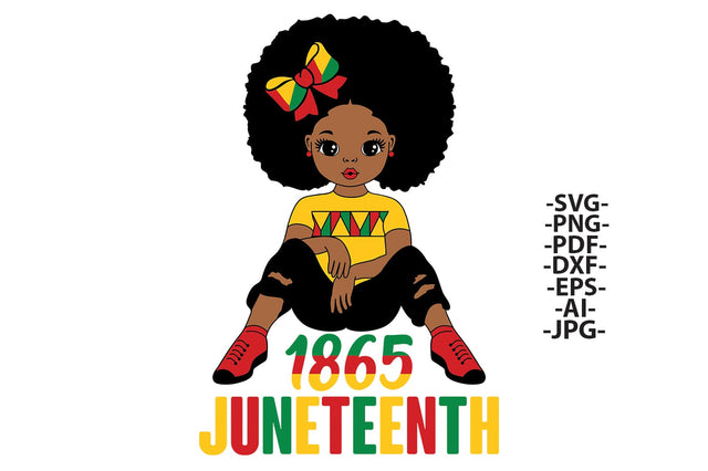 Juneteenth Girl Afro SVG Black History 1865 African American Pride PNG DXF PDF EPS AI JPG Clipart for Cricut Sublimation Cutting File SVG 1uniqueminute 