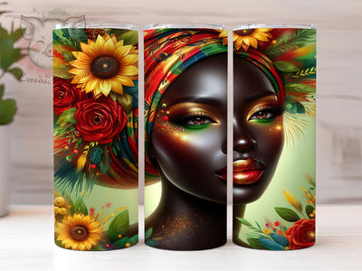 Juneteenth Messy Bun Tumbler, Afro Black Woman Wrap, Freedom Celebration Cup, 20oz Sublimation Wrap, Cultural Pride Tumbler, Empowerment Woman Cup, Afrocentric Heritage Wrap Sublimation Lara' s Designs 