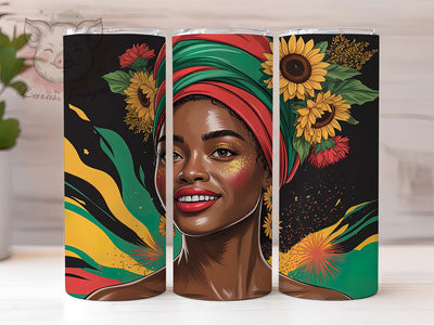 Juneteenth Messy Bun Tumbler, Afro Black Woman Wrap, Freedom Celebration Cup, 20oz Sublimation Wrap, Cultural Pride Tumbler, Empowerment Woman Cup, Afrocentric Heritage Wrap Sublimation Lara' s Designs 