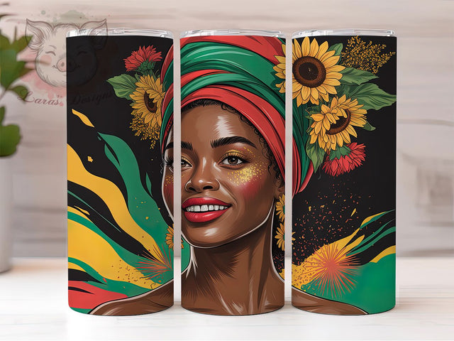 Juneteenth Messy Bun Tumbler, Afro Black Woman Wrap, Freedom Celebration Cup, 20oz Sublimation Wrap, Cultural Pride Tumbler, Empowerment Woman Cup, Afrocentric Heritage Wrap Sublimation Lara' s Designs 