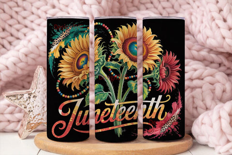 Juneteenth Sunflower 20oz Tumbler Wrap Sublimation DesignSVG 