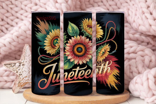Juneteenth Sunflower 20oz Tumbler Wrap Sublimation DesignSVG 