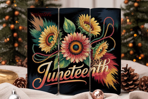 Juneteenth Sunflower 20oz Tumbler Wrap Sublimation DesignSVG 