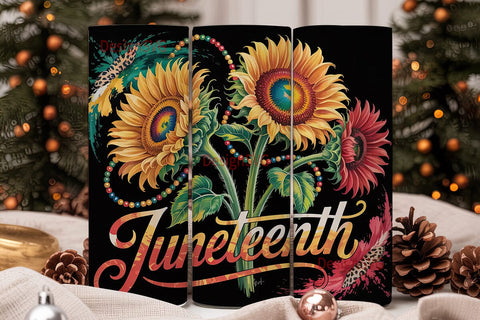 Juneteenth Sunflower 20oz Tumbler Wrap Sublimation DesignSVG 