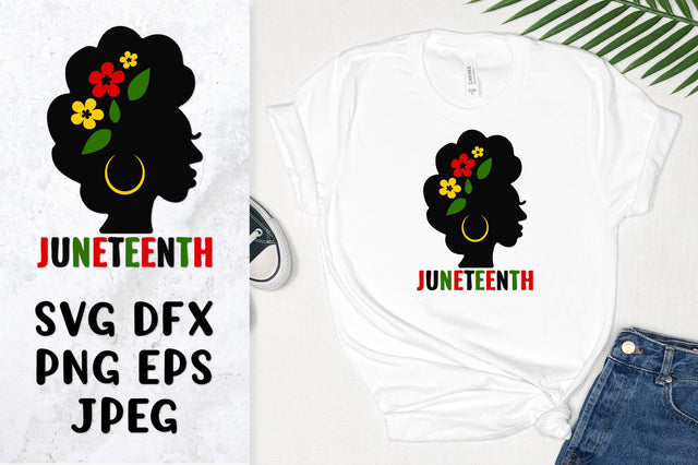 Juneteenth SVG African American woman silhouette with flower SVG LaBelezoka 